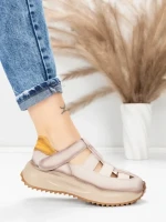 Pantofi Sport Dama din piele naturala KM8882 CREAM | ADVANCER