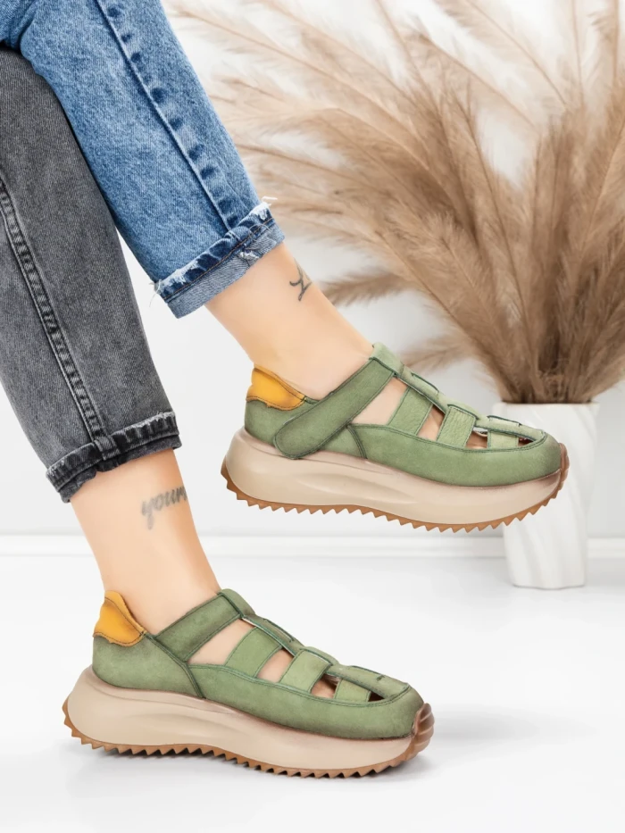 Pantofi Sport Dama din piele naturala KM8882 GREEN | ADVANCER