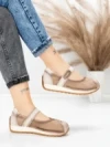 Pantofi Casual Dama din piele naturala KM9205 KHAKI | ADVANCER