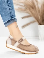 Pantofi Casual Dama din piele naturala KM9205 KHAKI | ADVANCER