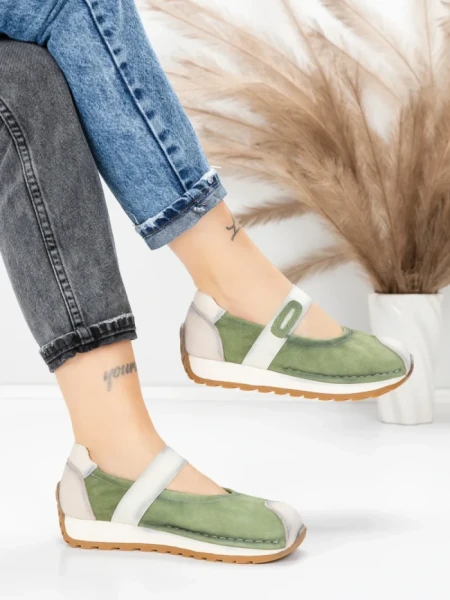 Pantofi Casual Dama din piele naturala KM9205 GREEN | ADVANCER