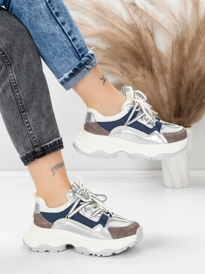 Pantofi Sport Dama din piele naturala 5A617 BLUE | ADVANCER