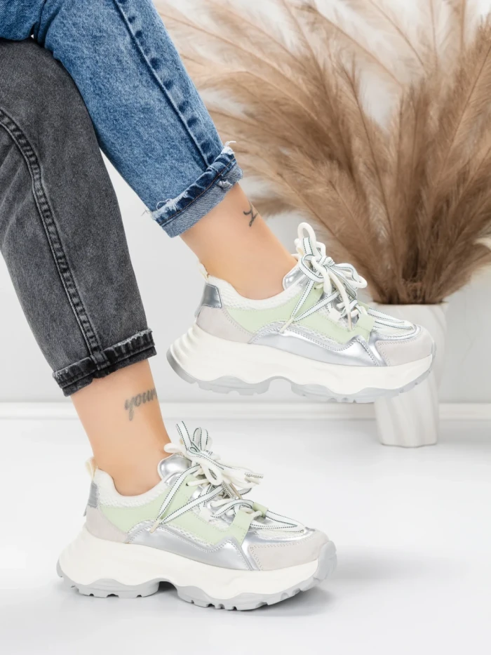 Pantofi Sport Dama din piele naturala 5A617 GREEN | ADVANCER