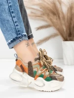 Pantofi Sport Dama din piele naturala HY8988-1 BROWN-GREEN | FRANCO GERARDO
