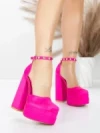 Pantofi cu Toc gros si Platforma 2SY12 FUCHSIA | MEI