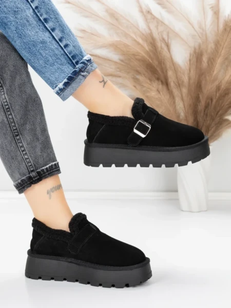 Ghete Dama din piele naturala 5W91 BLACK | PANTOFUL
