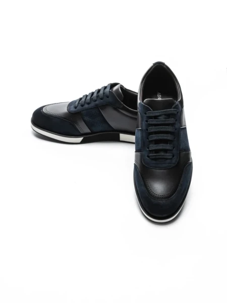 Pantofi Casual Barbati din piele naturala 528-77 BLUE-BLACK | ADVANCER