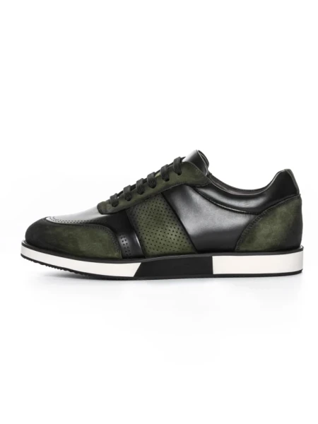 Pantofi Casual Barbati din piele naturala 528-77 GREEN-BLACK | ADVANCER