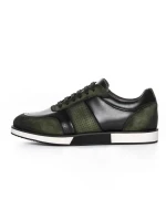 Pantofi Casual Barbati din piele naturala 528-77 GREEN-BLACK | ADVANCER