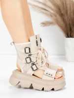 Sandale Dama din piele naturala 19633 CREAM | ADVANCER