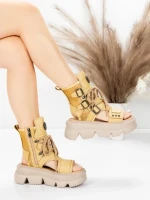 Sandale Dama din piele naturala 19633 YELLOW | ADVANCER