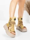 Sandale Dama din piele naturala 19633 YELLOW | ADVANCER