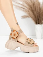 Sandale Dama din piele naturala 18651 APRICOT | ADVANCER