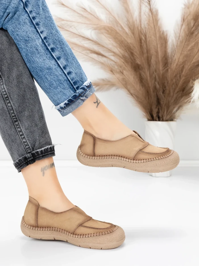 Pantofi Casual Dama din piele naturala KM5165 APRICOT | ADVANCER