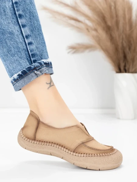 Pantofi Casual Dama din piele naturala KM5165 APRICOT | ADVANCER