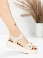 Sandale Dama din piele naturala 2562 CREAM | ADVANCER