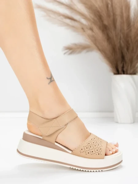 Sandale Dama din piele naturala 25069 APRICOT | ADVANCER