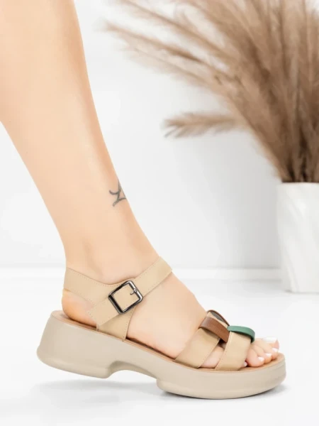Sandale Dama din piele naturala 251077 APRICOT-ORANGE | ADVANCER
