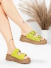 Papuci Dama din piele naturala P333-3 GREEN | ADVANCER