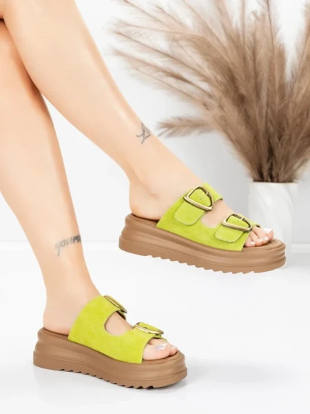 Papuci Dama din piele naturala P333-3 GREEN | ADVANCER