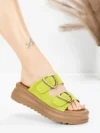Papuci Dama din piele naturala P333-3 GREEN | ADVANCER