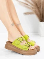 Papuci Dama din piele naturala P333-3 GREEN | ADVANCER