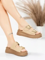 Papuci Dama din piele naturala P333-3 APRICOT | ADVANCER