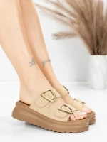 Papuci Dama din piele naturala P333-3 APRICOT | ADVANCER