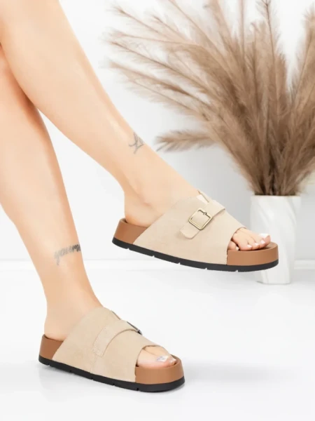 Papuci Dama din piele naturala 2559 APRICOT | ADVANCER