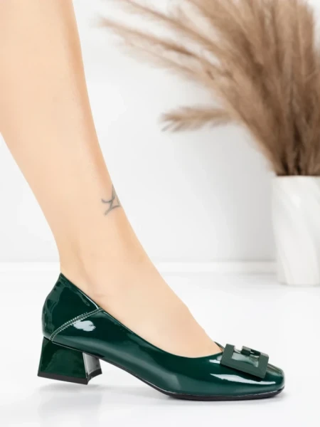 Pantofi cu toc din piele naturala 1011-1062 GREEN | FORMAZIONE