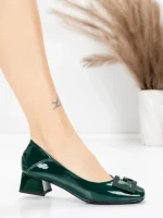 Pantofi cu toc din piele naturala 1011-1062 GREEN | FORMAZIONE