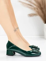 Pantofi cu toc din piele naturala 1011-1062 GREEN | FORMAZIONE