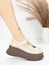 Pantofi Casual Dama din piele naturala 58588 CREAM | ADVANCER