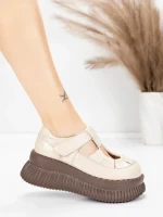 Pantofi Casual Dama din piele naturala 58588 CREAM | ADVANCER