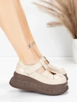Pantofi Casual Dama din piele naturala 58588 CREAM | ADVANCER