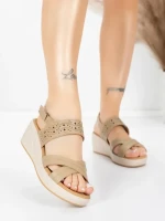 Sandale Dama din piele naturala 9573 KHAKI | ADVANCER