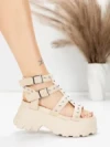 Sandale Dama cu Platforma 56WL31 BEIGE | MEI