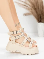 Sandale Dama cu Platforma 56WL31 BEIGE | MEI