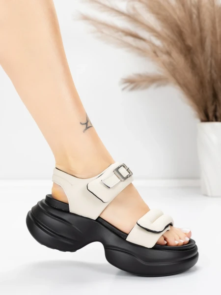 Sandale Dama cu Platforma 6818 Crem | Advancer » meishop.life