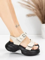 Sandale Dama cu Platforma 6818 Crem | Advancer » meishop.life
