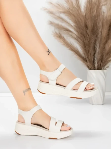 Sandale Dama cu Platforma 032 Crem | Advancer » meishop.life