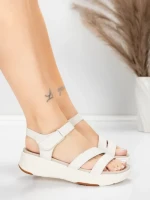Sandale Dama cu Platforma 032 Crem | Advancer » meishop.life