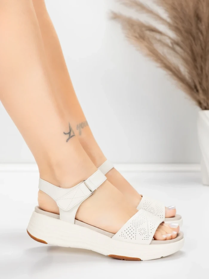 Sandale Dama cu Platforma 037 Crem | Advancer » meishop.life