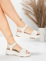 Sandale Dama cu Platforma 037 Crem | Advancer » meishop.life
