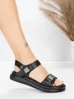 Sandale Dama cu Talpa Joasa 1028 Negru | Advancer » meishop.life