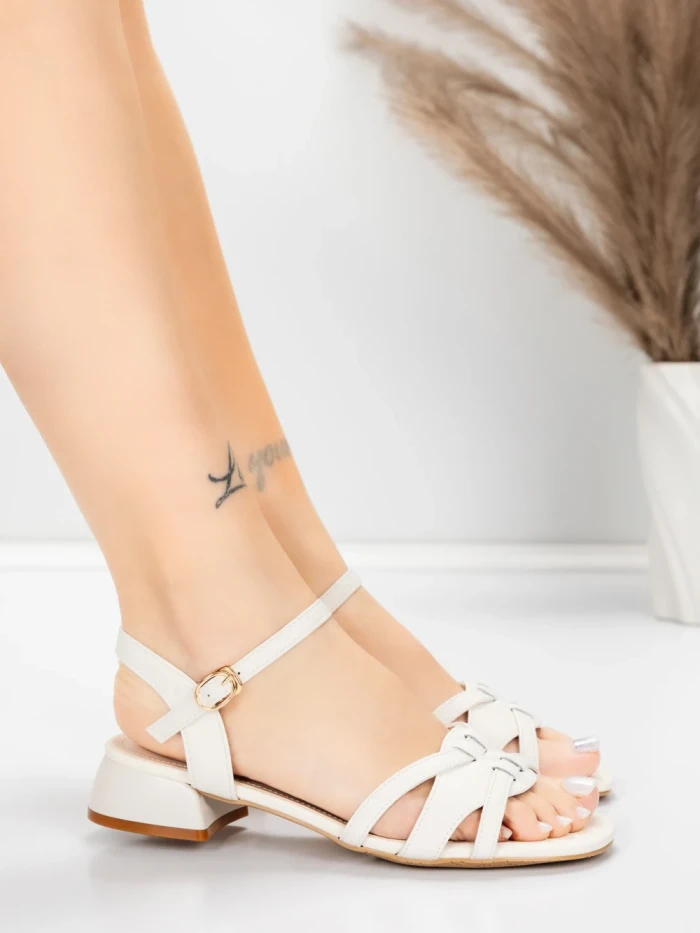 Sandale Dama cu Toc Gros 105 Crem | Advancer » meishop.life