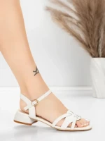 Sandale Dama cu Toc Gros 105 Crem | Advancer » meishop.life