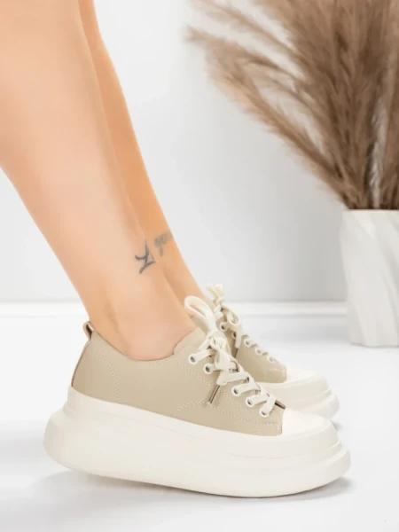 Pantofi Sport Dama din piele naturala 227802 Piersica ... » meishop.life