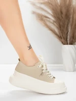 Pantofi Sport Dama din piele naturala 227802 Piersica ... » meishop.life