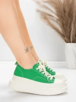 Pantofi Sport Dama din piele naturala 227802 Verde | A... » meishop.life